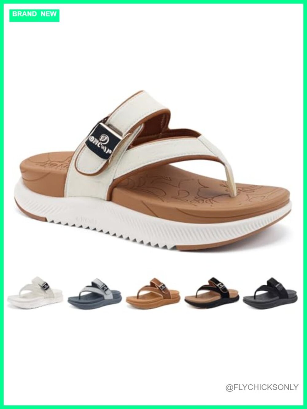 ONCAI Women's Orthopedic Platform Flip Flops Arch Support Faux Leather Sandals